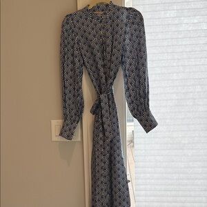 H&M Navy Patterned Long Sleeve Dress